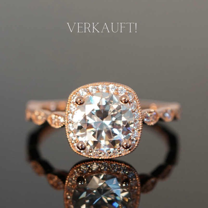 Nostalgischer Verlobungsring mit 1,75 Carat Diamanten. Exklusiver Verlobungsring mit Retro-Charme.