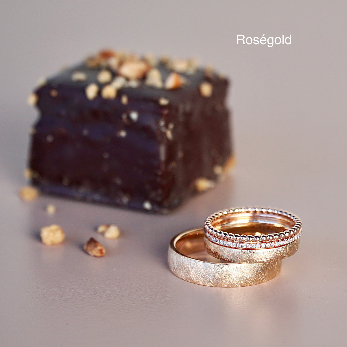 Kombination Eheringe mit Vorsteckringen aus Rosegold