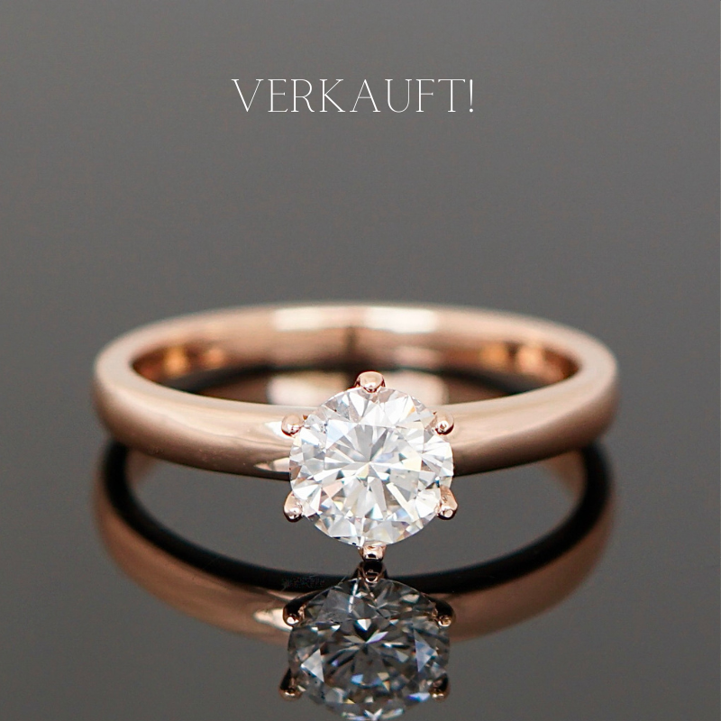 Klassischer Verlobungsring mit einem Brillanten 0,75 Carat in Roségold.