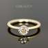 mattierter Ring aus Gold mit einem Rosenschliff Diamanten für die Hochzeit.