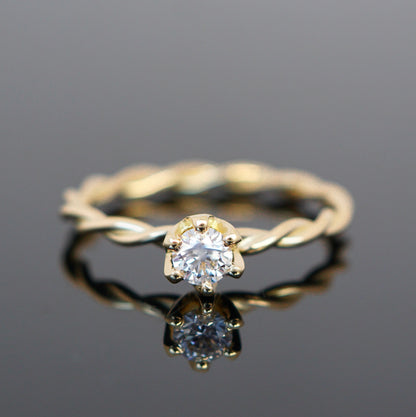 Kordelring mit 0,25 Ct. Diamant, Verlobungsring 