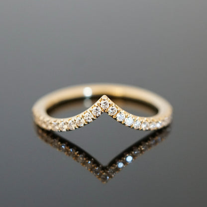 Vorsteckring in V Form mit Diamanten, verspielt, geometrisch 
