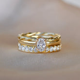 Kombination aus drei Ringen mit Memoryring und Ring mit 0,50 Ct. Diamant, Kordelring 