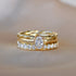 Kombination aus drei Ringen mit Memoryring und Ring mit 0,50 Ct. Diamant, Kordelring 