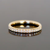 Memoryring mit Diamanten, halb besetzt, Vorsteckring, spezielle Fassart 