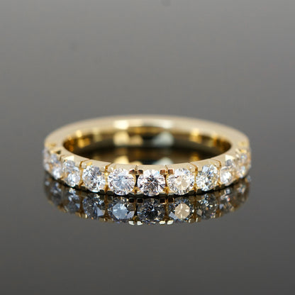 Memoryring mit Diamanten in Vier-Krappen-Fassungen, halb ausgefasst, poliert 