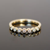 Vorsteckring mit Zargenfassung und Diamanten, rundes Design, halb ausgefasst 
