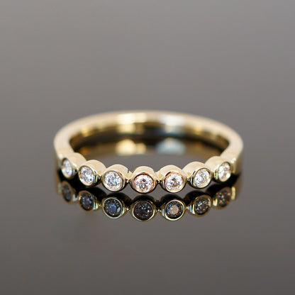 Vorsteckring mit Zargenfassung und Diamanten, rundes Design, halb ausgefasst 